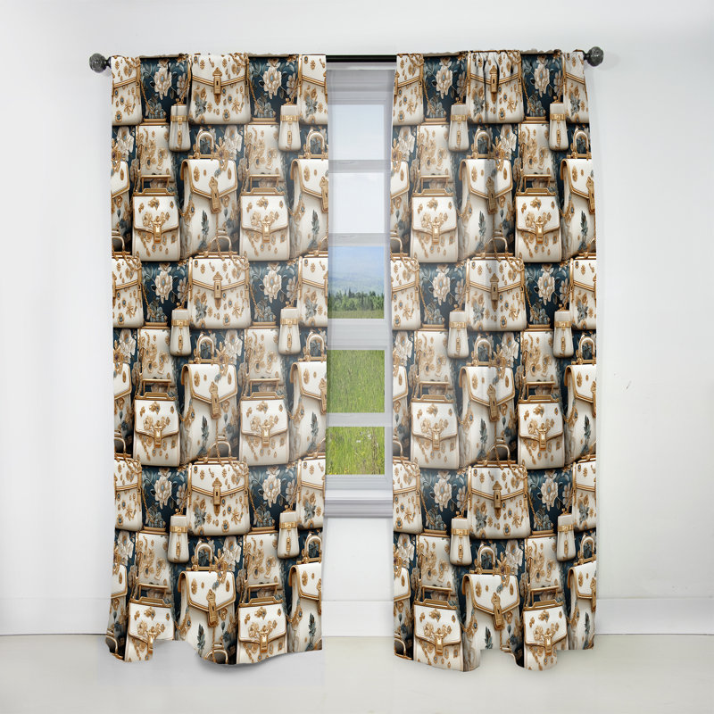 Destini Fashion Luxury Bag Pattern - Glam Curtain - Velvet Room Darkening - 1 Panel, 52" W x 120" L