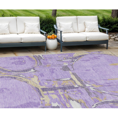 Tapis lavable extérieur lilas et mauve lavable 10 pi x 14 pi