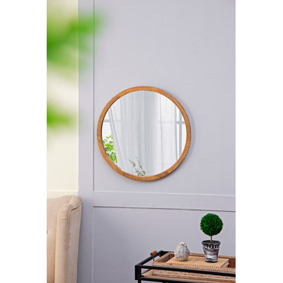 Miroir mural circulaire 20 "x 20" avec cadre en bois et finition noire, miroir mural pour salon, salle à manger, vestibule, salle de bain, bureau