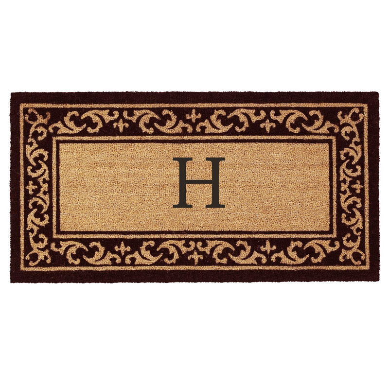 Zawacki Personalizable Non-Slip Doormat, H, Rectangle 2' x 4'