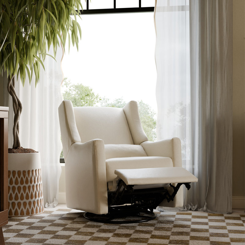 Kiwi Electronic Swivel Reclining Glider, Sand Livesmart Basketweave