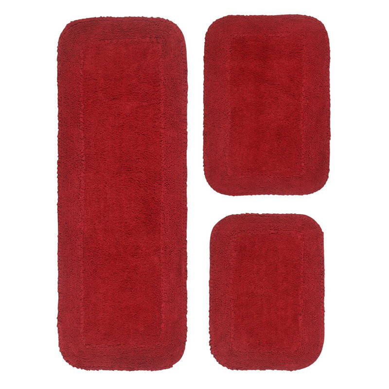 Ensemble de tapis pour salle de bain 3 pièces Aceyon, Rouge