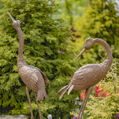 Theressa Large Whopping Crane Metal Garden Statue Set