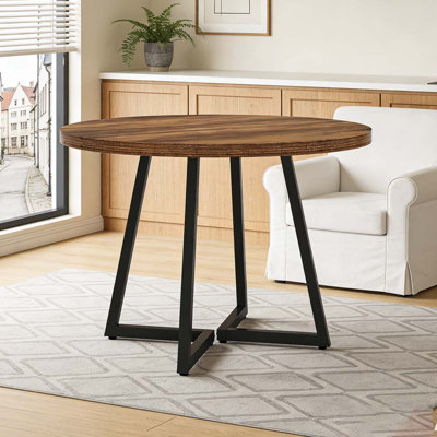 Industrial Kitchen Dinner Table with Sturdy Metal Base