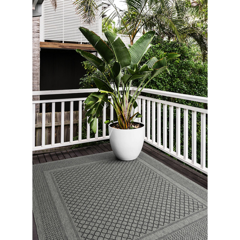 Tapis rectangulaire moderne, transitionnel, géométrique, du Sud-Ouest, texturé, Rectangle 4pi x 6 pi