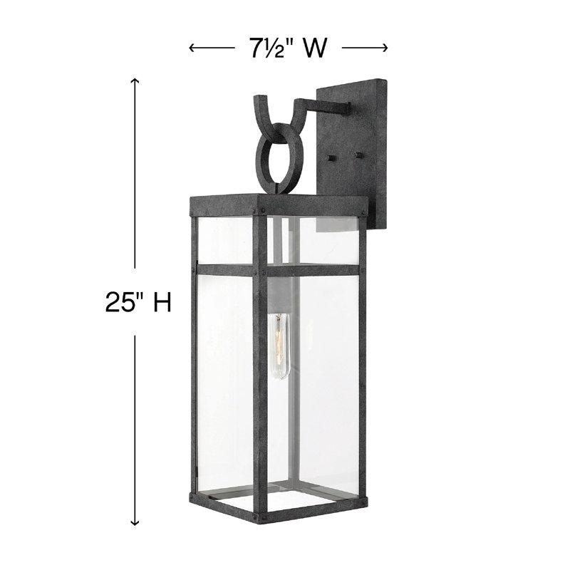 Porter Outdoor Wall Lantern, Aged Zinc, 25" H x 7.5" W x 9.25" D