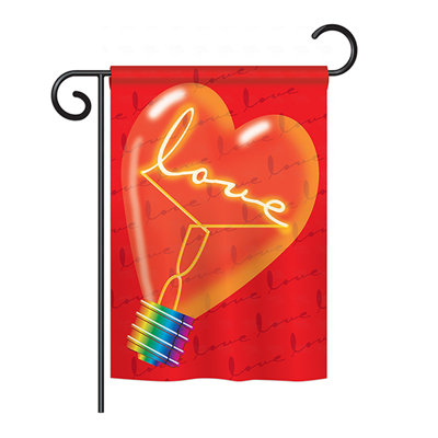 Drapeau de jardin vertical à double face 13 po x 18,5 po love lights