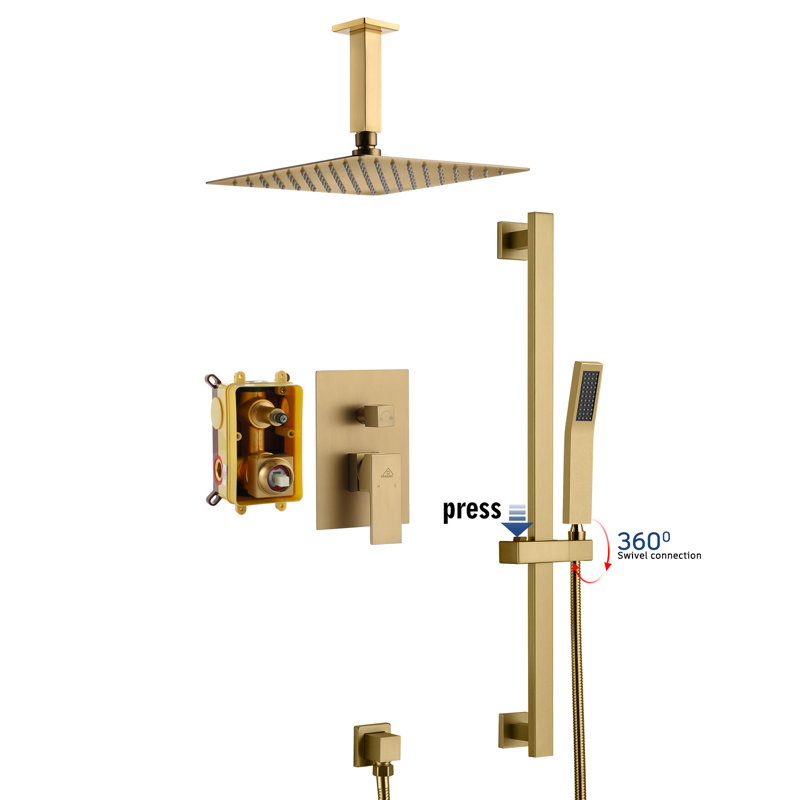SlideLux All-In-One Kit with Rough in-Valve, Brushed Gold
