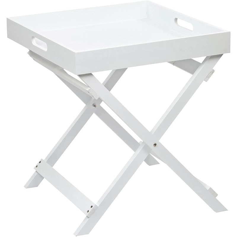 Taylor Tray Top Cross Legs End Table, White