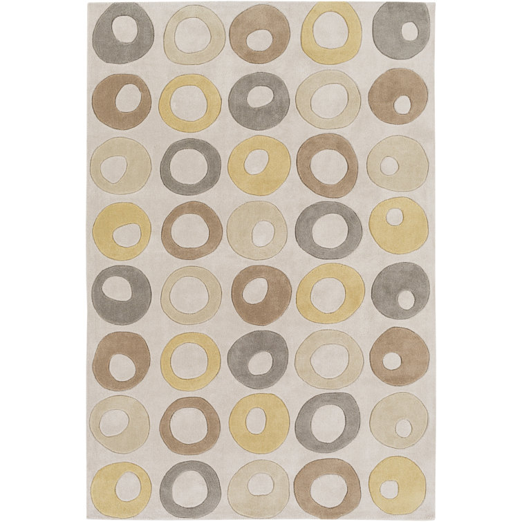 Tapis décoratif kaki Touffeté à la main à motif géométrique Conroy