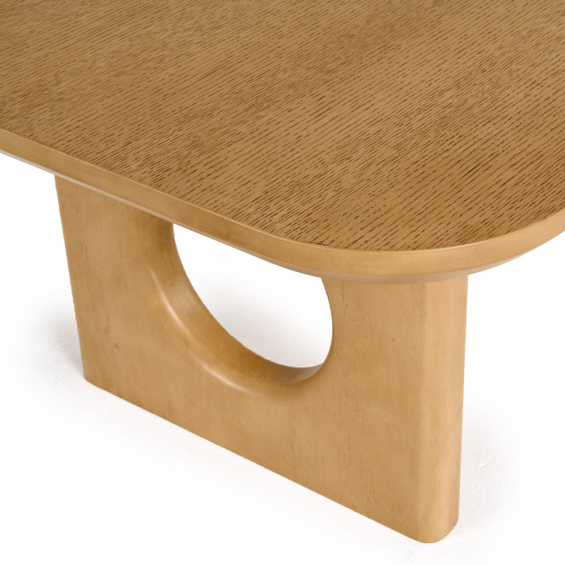Noe Ohan 50 Inch Coffee Table, Rectangular, Light Brown Solid Rubberwood