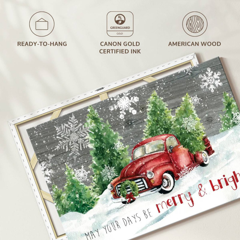Camion de Noël joyeux et lumineux, H 8 po x l 12 po