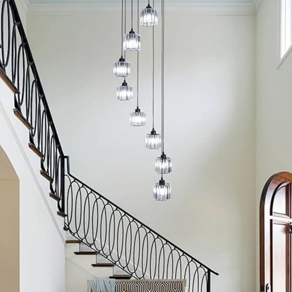 High Ceiling Staircase/Stairwell Chandelier, Long Drop Spiral Crystal Pendant Light