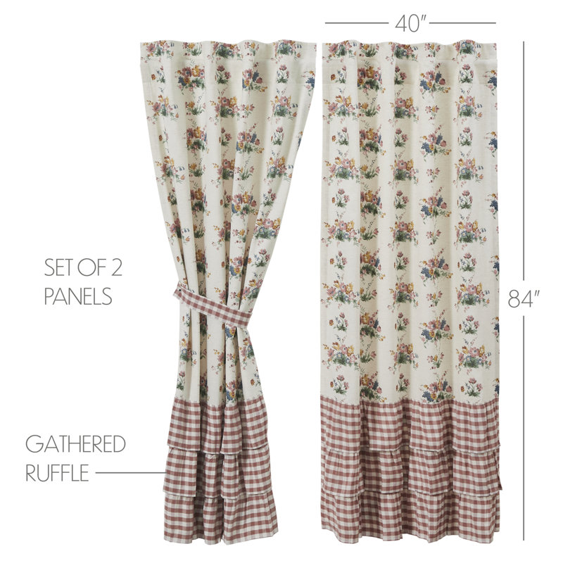 Ensemble de rideaux en coton Rosehill Cottage, L 40 po x L 84 po