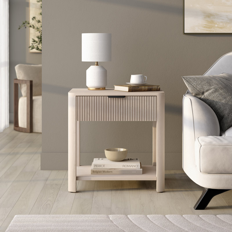 Pomona 24in Wide Rectangular Nightstand, Alder White