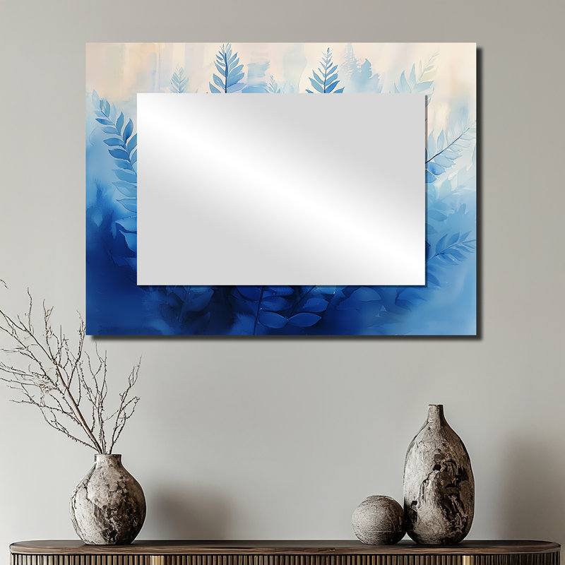 Gold Ferns Gentle Breeze - Miroir mural décoratif floral - imprimé sur métal, 24 po x 32 po