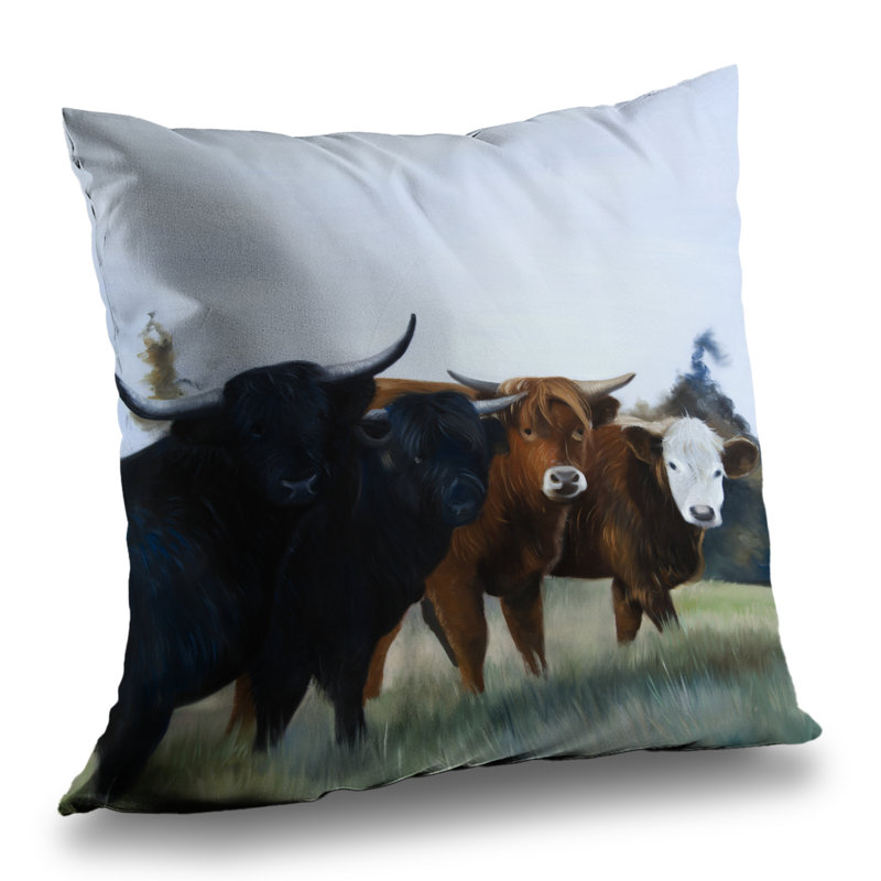 Four Highland Cows Kitchen Throw - Farm Animal Home Decor
