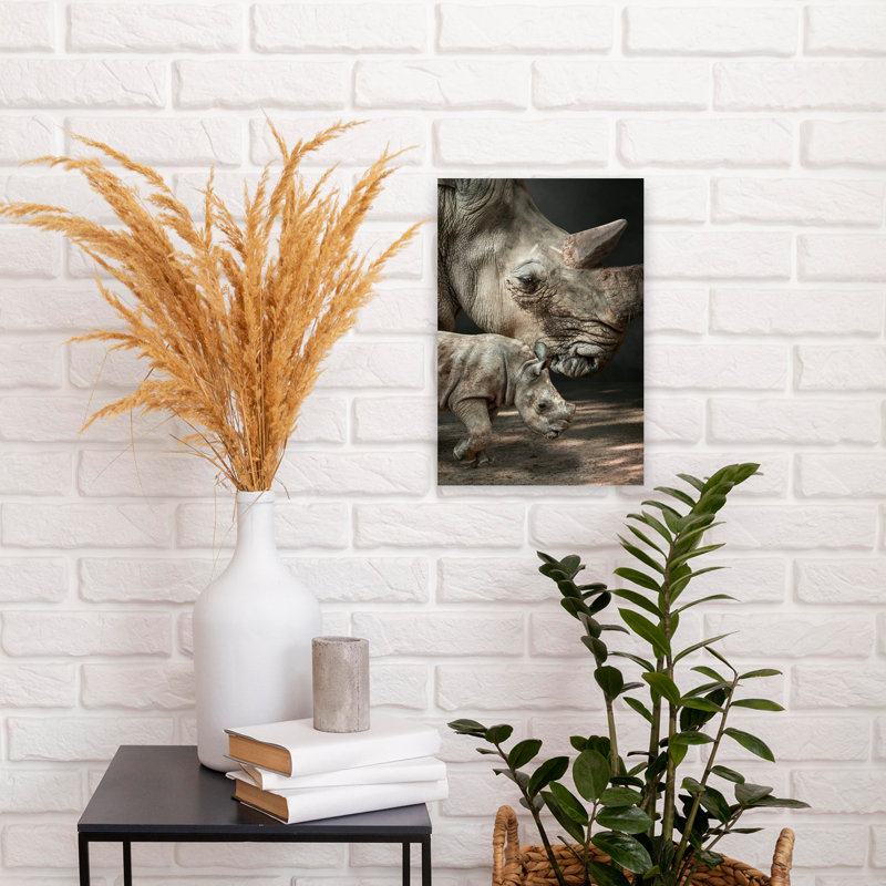 Rhinomom, art mural abstrait contemporain, H 18 po x l 12 po