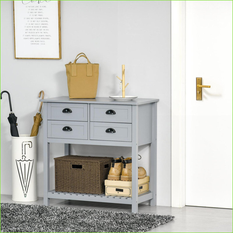 Buffet Buffet, panneau de fibres à densité moyenne gris avec 4 tiroirs Tablette à lattes | Cuisine, salon, café-bar, Gris