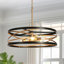 Lustre tambour noir / or à 3 lumières de 22 po de large pour vestibule et vestibule Grigor