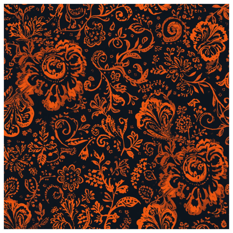 Tapisserie murale orange à motif floral - décoration murale florale, 68in H x80in W with 4 Grommets
