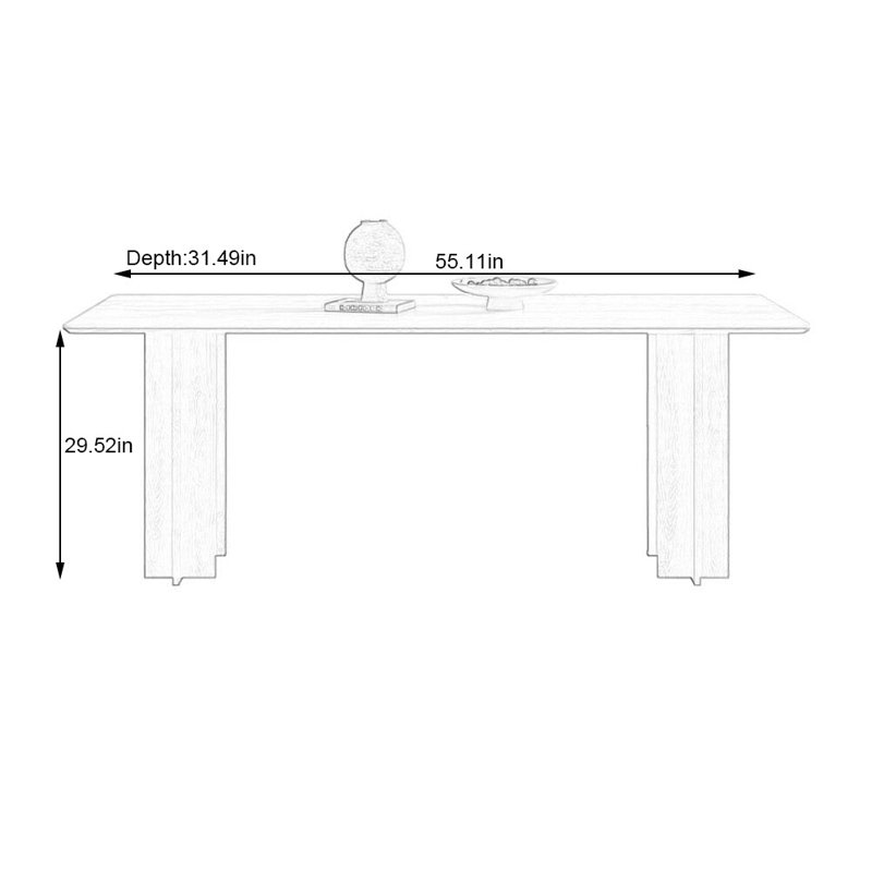 Tramia Ash Dining Table, 29.52"H x 55.11"L x 31.49"W