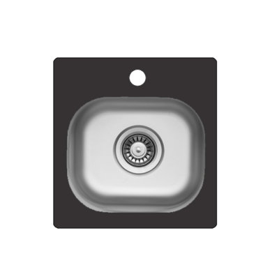 15" Black Glass, Bar Sink, Topmount