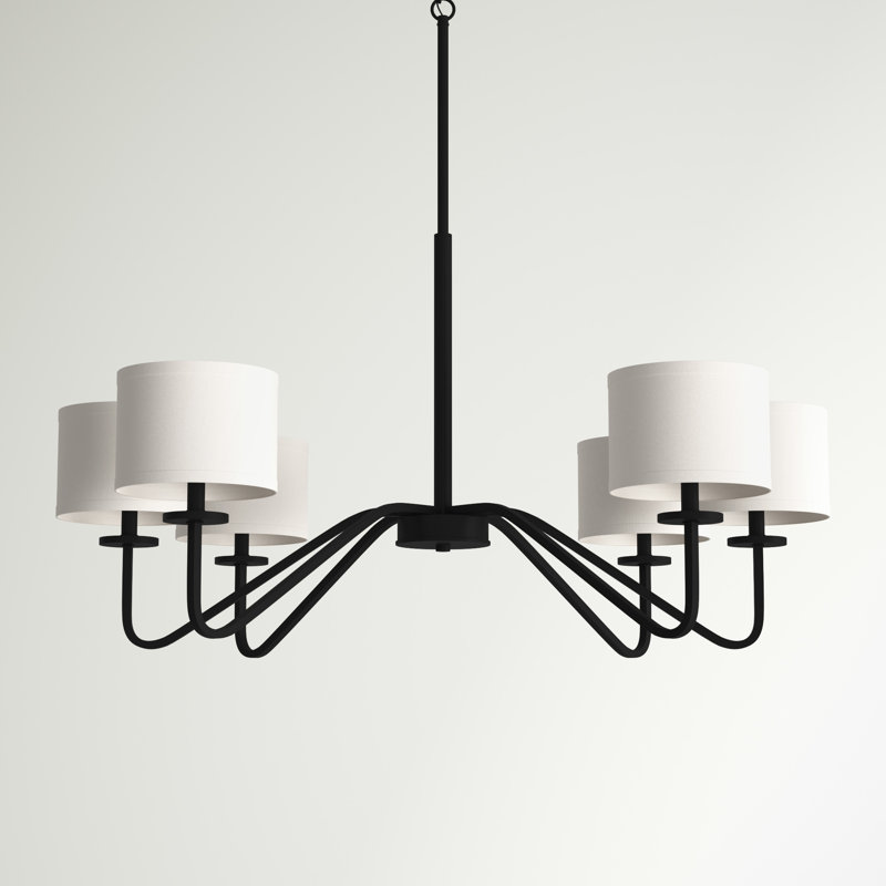 Loudoun 6-Light Metal Shaded Chandelier with Adjustable Height, Matte Black