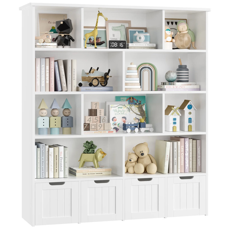 Rangement pour bibliothèque et jouets à 6 niveaux Kirklyn , (5 tablettes) H 57,5 po x l 49,4 po x P 13 po, Blanc