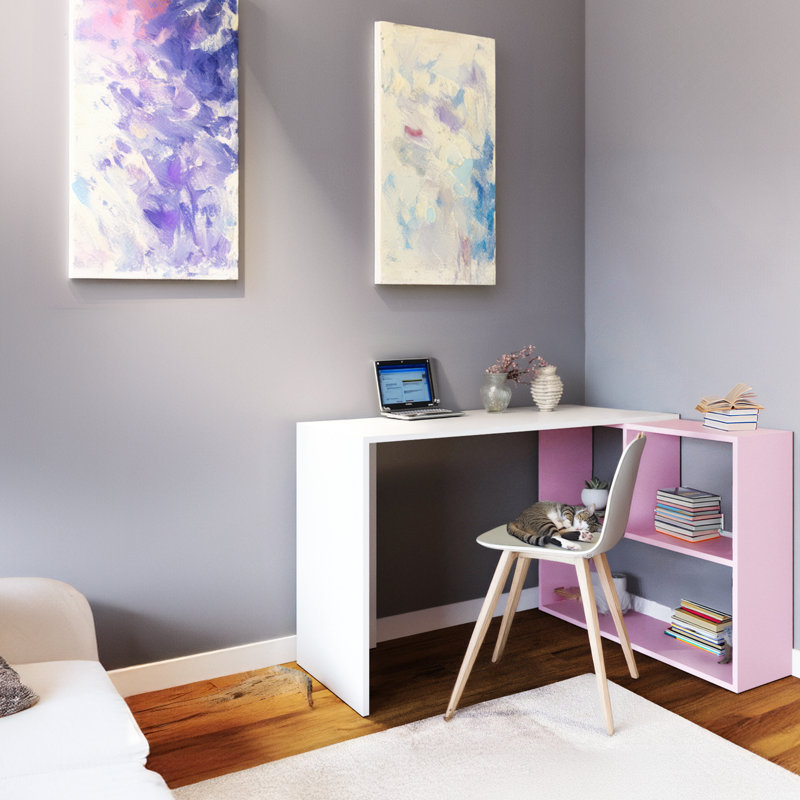 Jazzlene Computer Desk, White/Pink