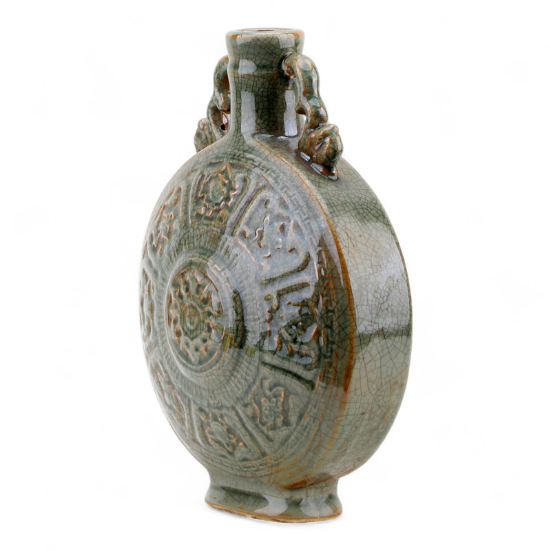 Porcelain Moon Vase with Relief Motifs