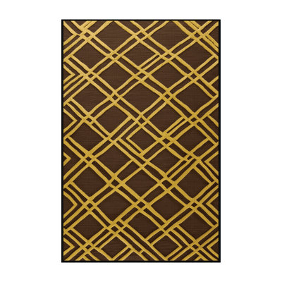 Machine Washable Trellis Brown Area Rug