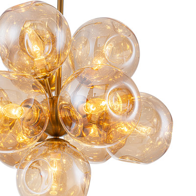 10 - Light Melt Bubble Amber Glass Sputnik Sphere Chandelier