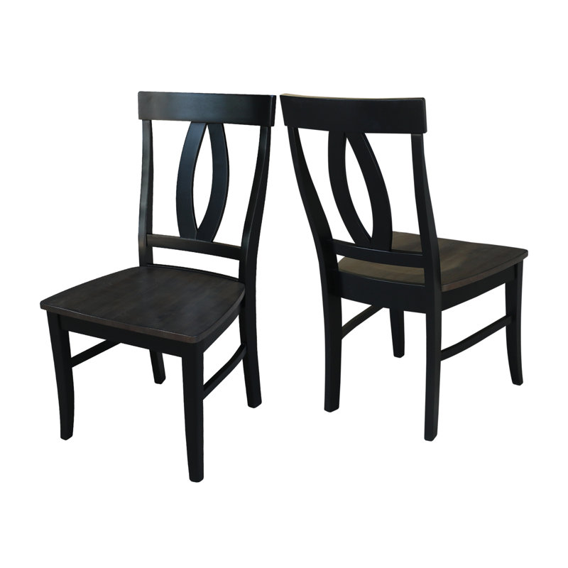 Arite Solid Wood Side Chair, Coal Black/Washed Black