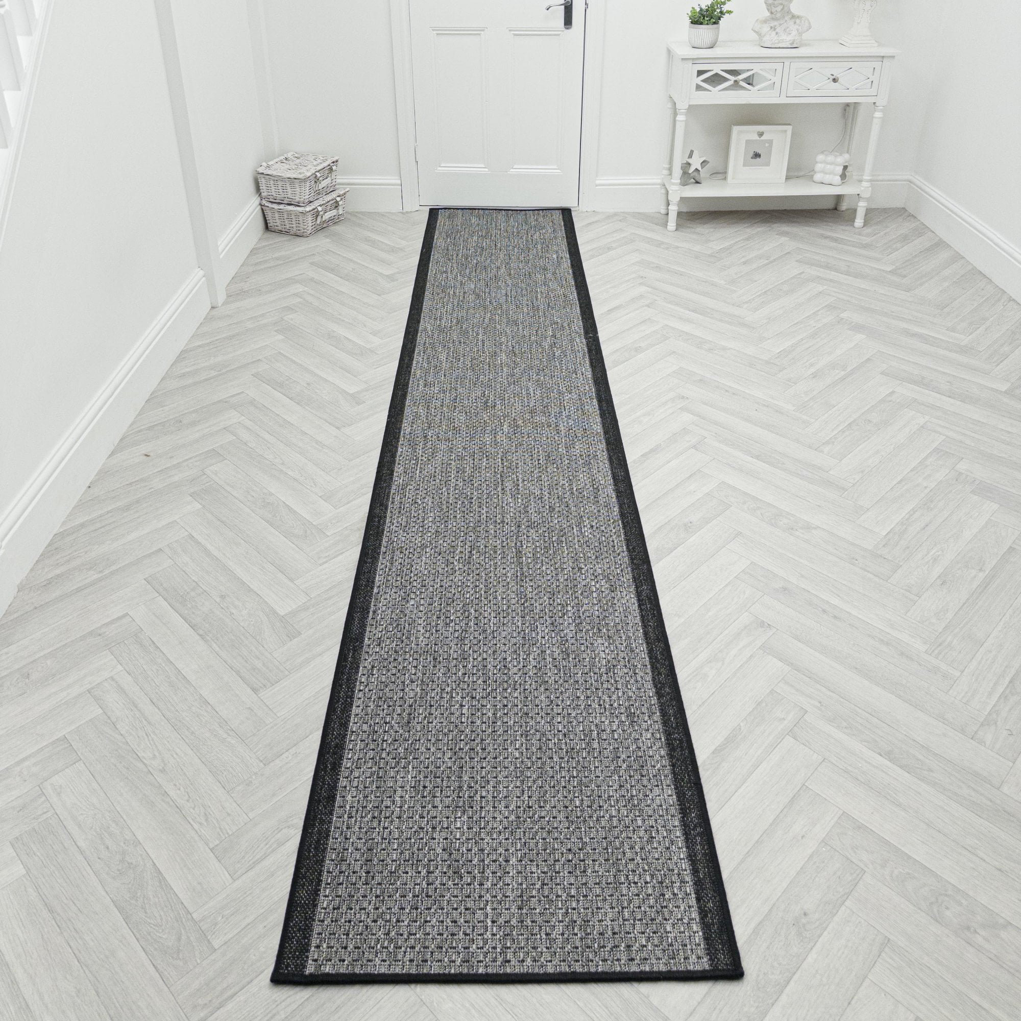 Ebern Designs Gingham Steel Hallway Runner Rug – Hardwearing, Non-Slip ...