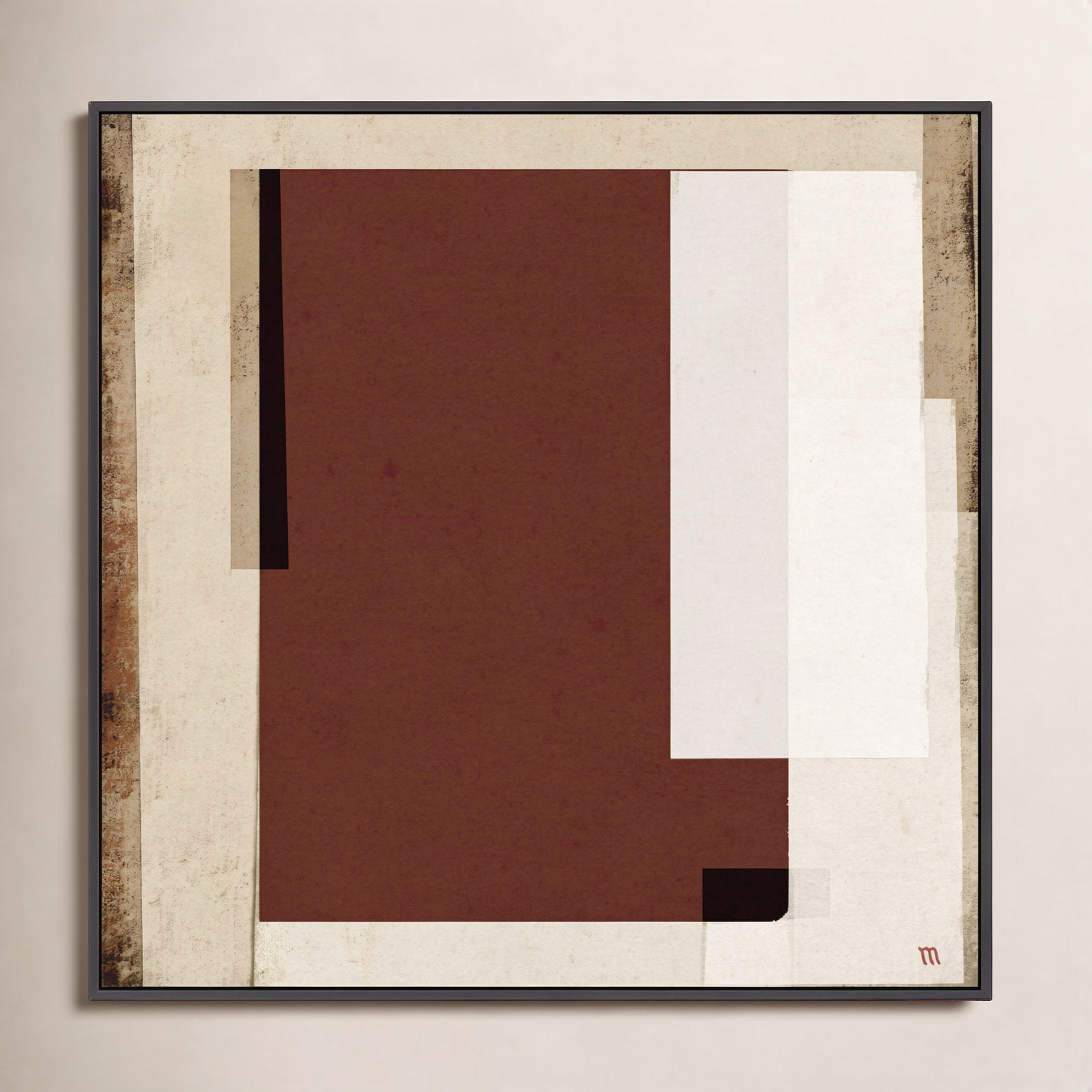 City Scape Brown Print by Marco Marella, 44" H x 44" W, Framed Print Canvas without Mat, Black