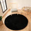 Black Modern Shaggy Rug, Plain Anti Slip Easy to Clean Rug For Living Room, Dining Room, Bedroom, Kitchen-1227508803
