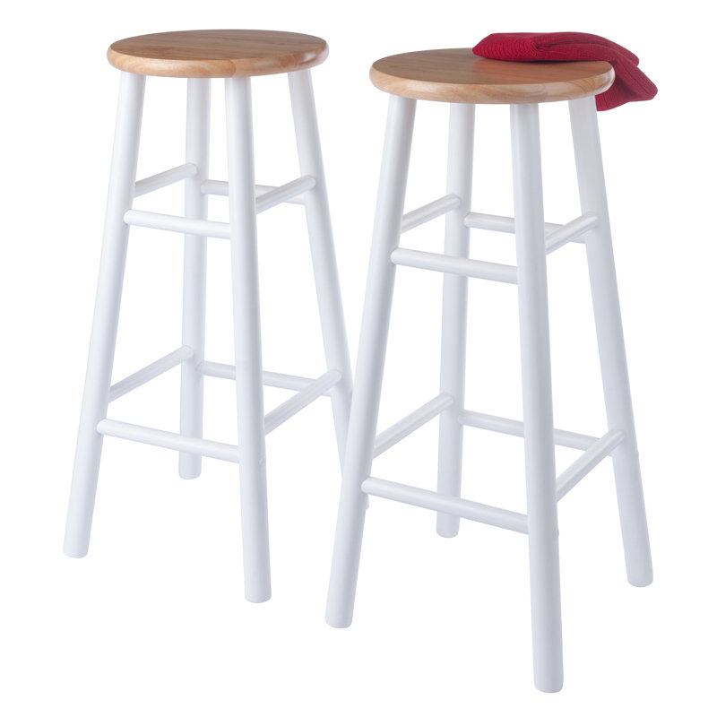 Tabourets de comptoir 2 pièces Cherlin, Blanc / Brun, Tabouret de bar (siège d'une hauteur de 29 po)