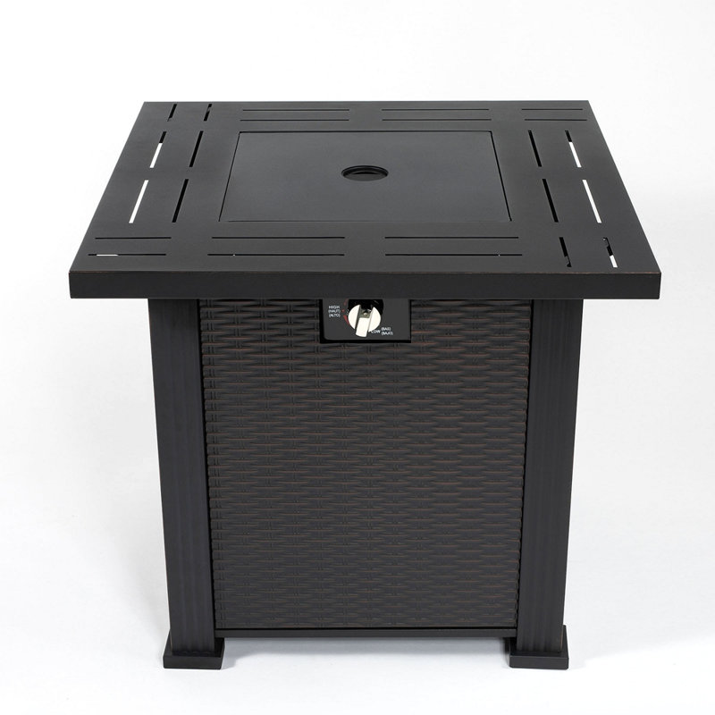 28" Propane Gas Fire Pit Table, 50000 BTU Square Steel Fire Pit For Outside Patio Deck Garden Backyard-Black