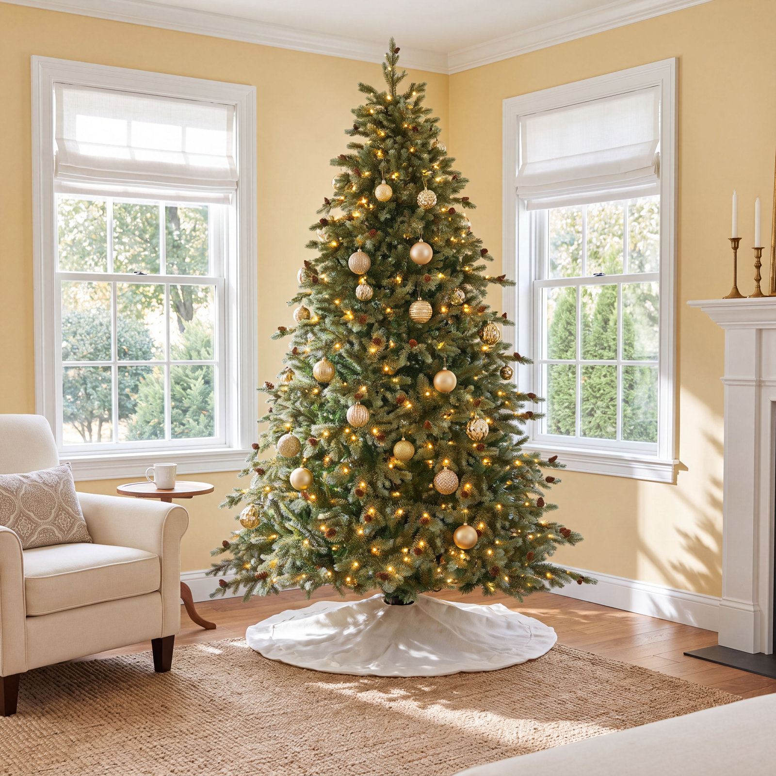 White 7' Pre-Lit Pine Christmas Tree