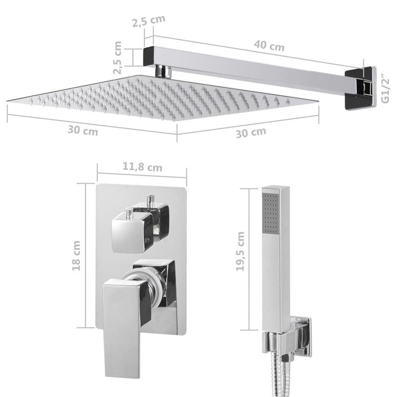 Carbon Rain Dual Shower Head, Chrome