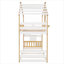 Structure de lit simple pour lit d'enfant avec rangement intégré et garde-corps de style chambre d'enfant, fabrication en bois massif, blanc classique