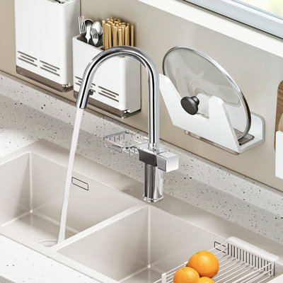 Finish High - Arc Pull Down Single Hole Kitchen Faucet Of Stainless Steel, Dual Spray Modes, 360 Swivel And Built In Storage Hole, Rotation Leak Valve Endurance