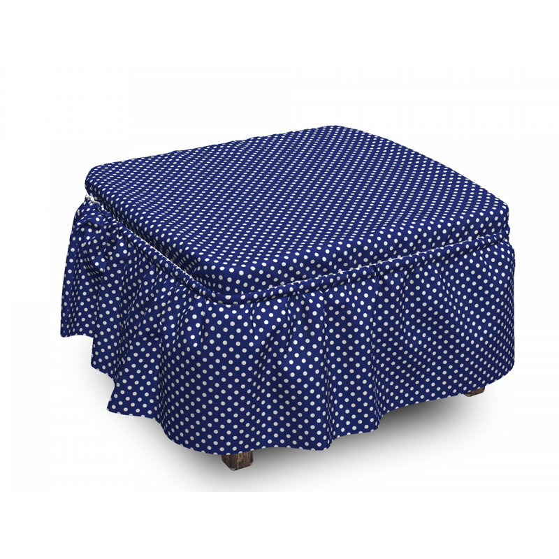 Ensemble de housse pour repose-pieds à coussins carrés 2 pièces nautique pois points