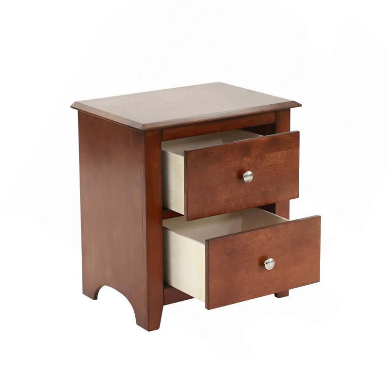 Table de chevet avec rangement à 2 tiroirs, table de bout à finition cerisier pour chambre à coucher