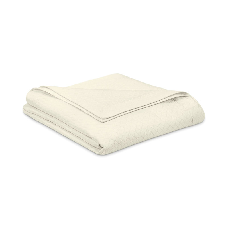 Diamante 100% Cotton Coverlet, California King Coverlet / Bedspread, Ivory