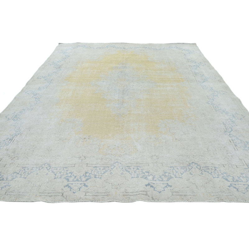 Tapis oriental beige unique de conception unique 9 pi 5 po x 13 po