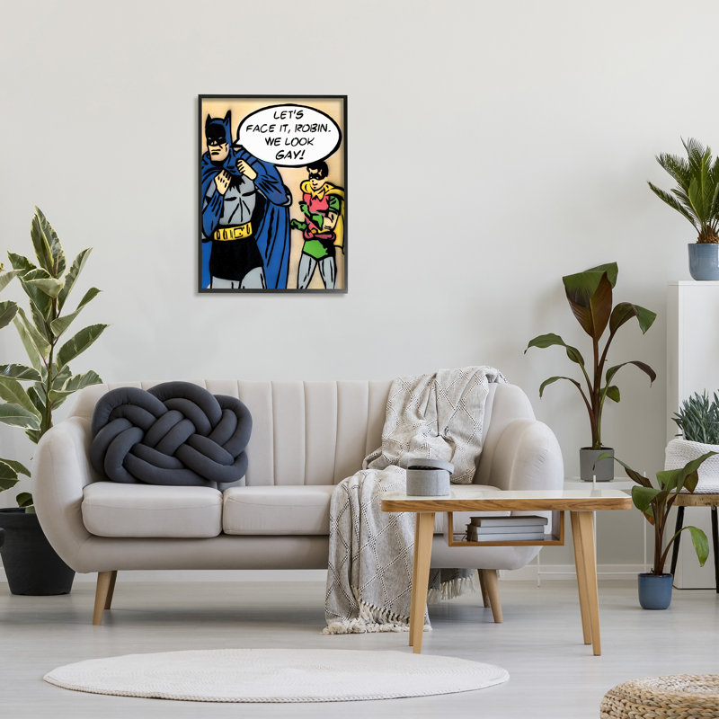 «Let Face It Robin», impression comique encadrée sur bois par Juan Sly, Giclée encadrée noir minuit, H 30 po x l 24 po