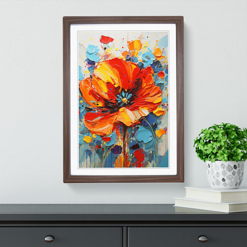 Poppy Flower Action No.2 - Framed Print, 46cm H x 34cm W x 2cm D, Walnut Framed