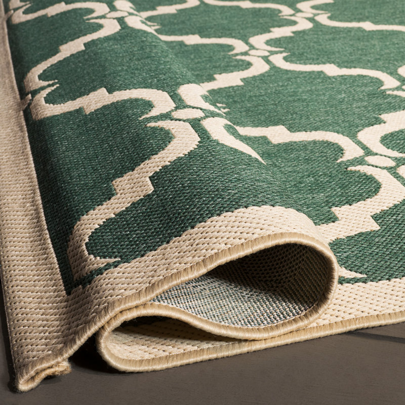 Tapis intérieur / extérieur vert / beige Arneshia, Rectangle 5 pi 3 po x 7 pi 7 po